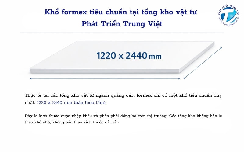 Kích thước tiêu chuẩn 1220x2440mm của formex